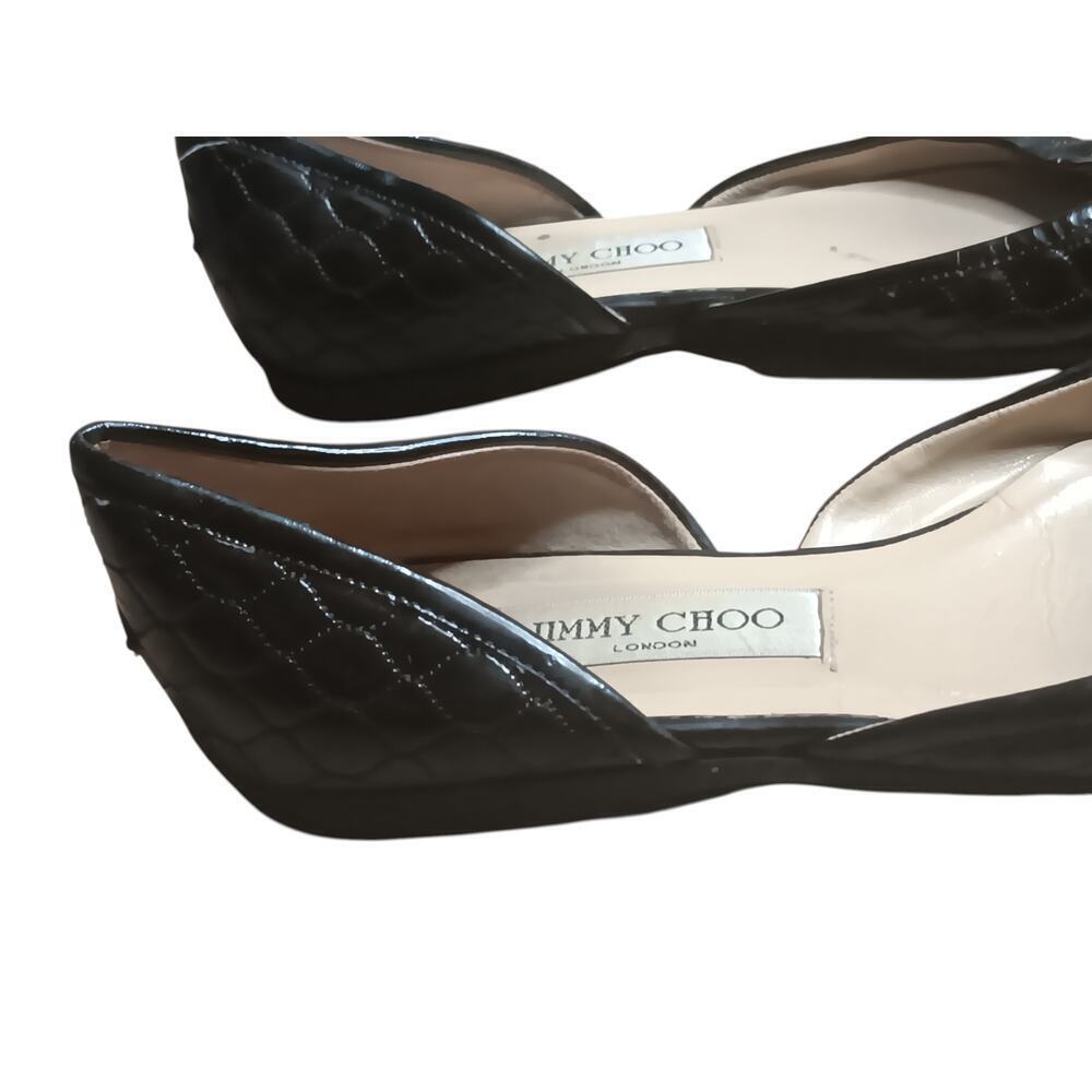Jimmy Choo Black Quilted Leather Flats Size 37.5 Made in Italy Designer Shoes - Picture 8 of 14